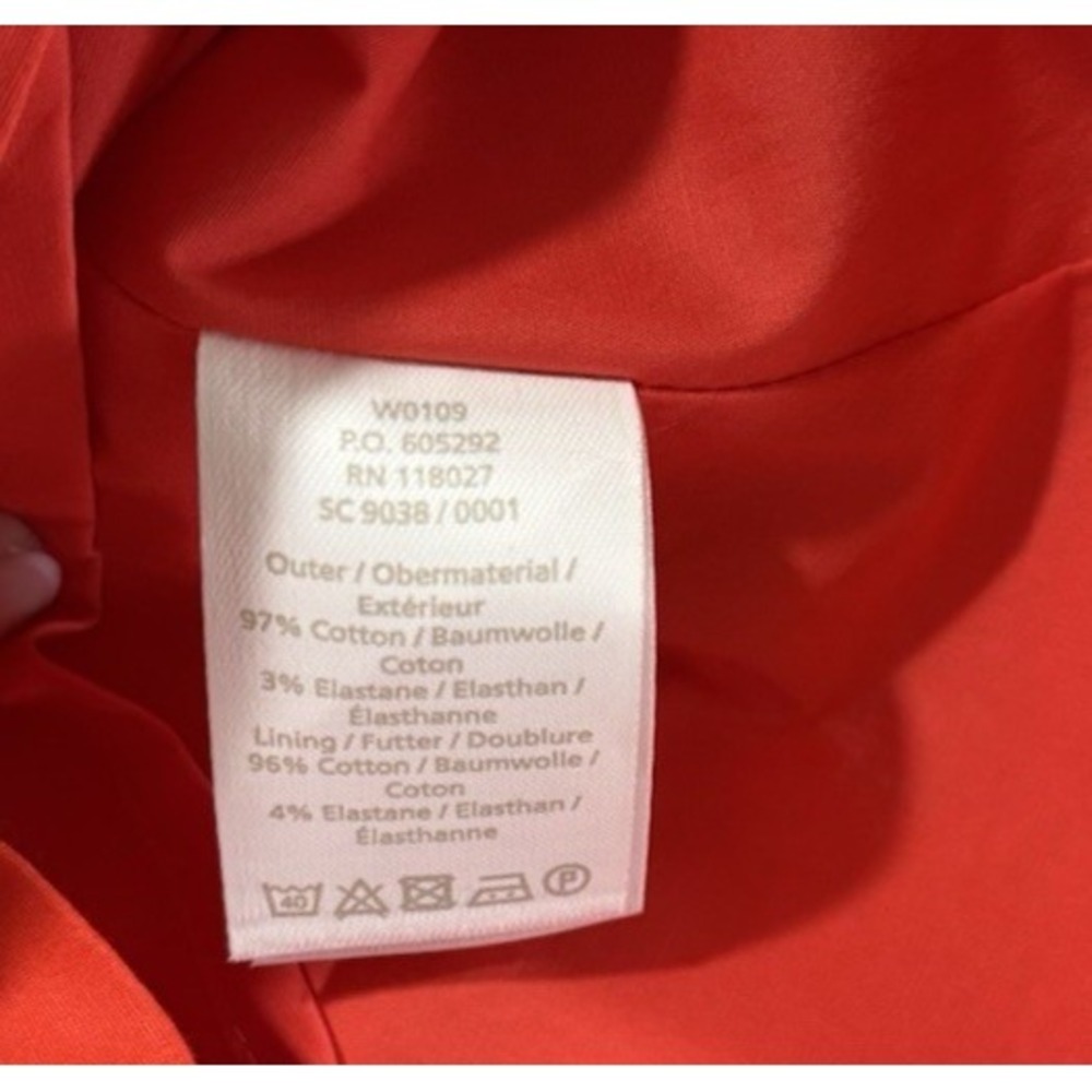 Boden 10R  Red Sleeveless Lined Button Front Shirt Dress Pockets Flats Pattern - Picture 5 of 6